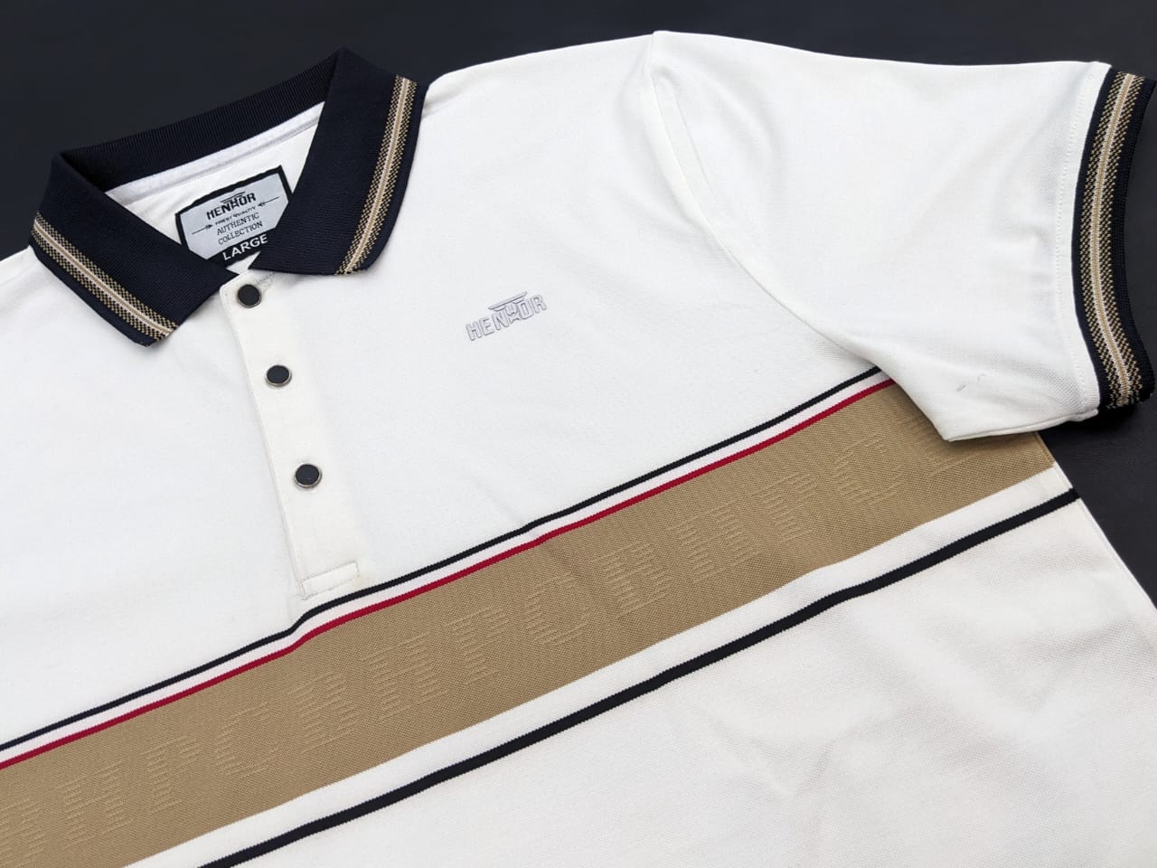 White Designed Men's Polo T-shirt