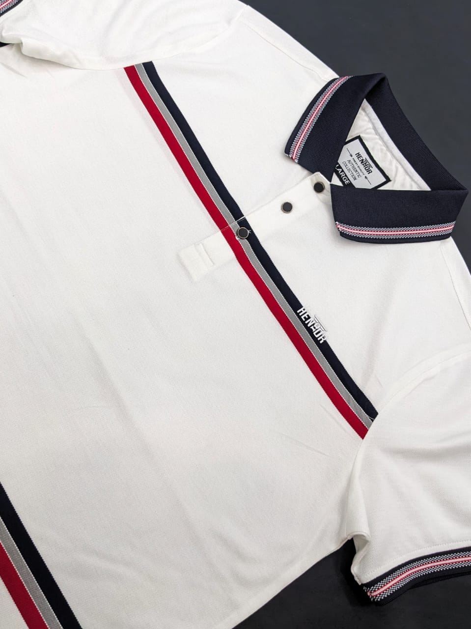 White Desgined Men's Polo T-shirt
