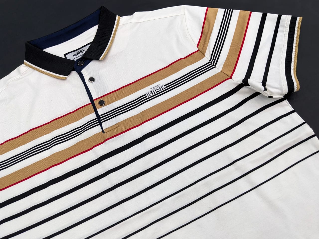 Striped Navy Blue Design Men's Polo T-shirt