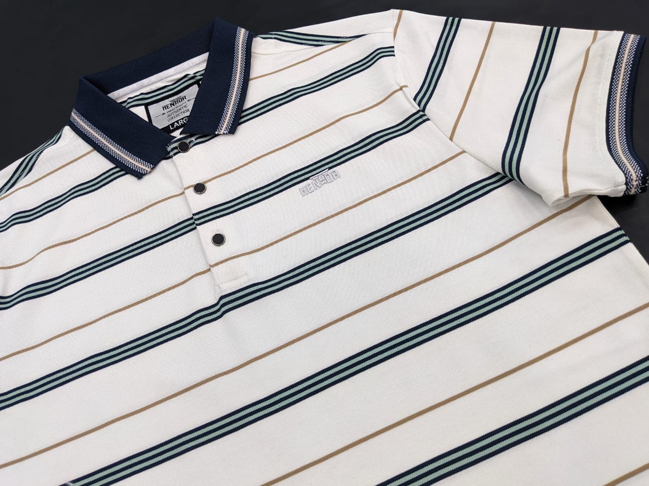 Striped Navy Blue Men's Polo T-shirt