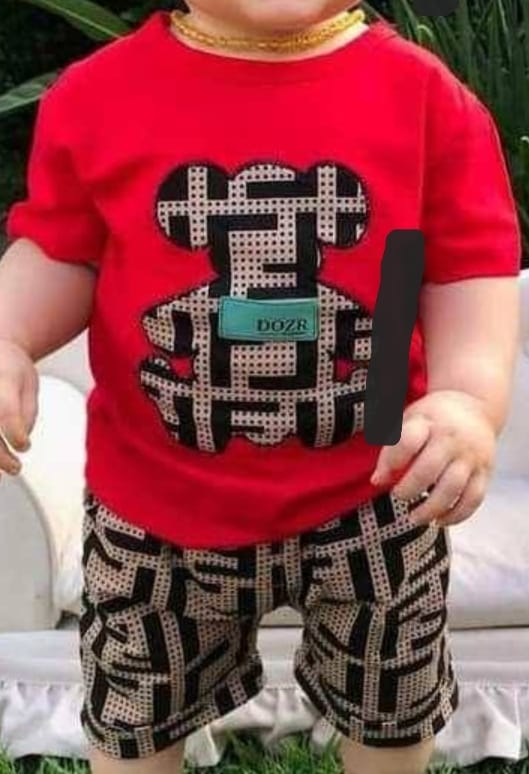 Patterned Bear Top-Bottom Set