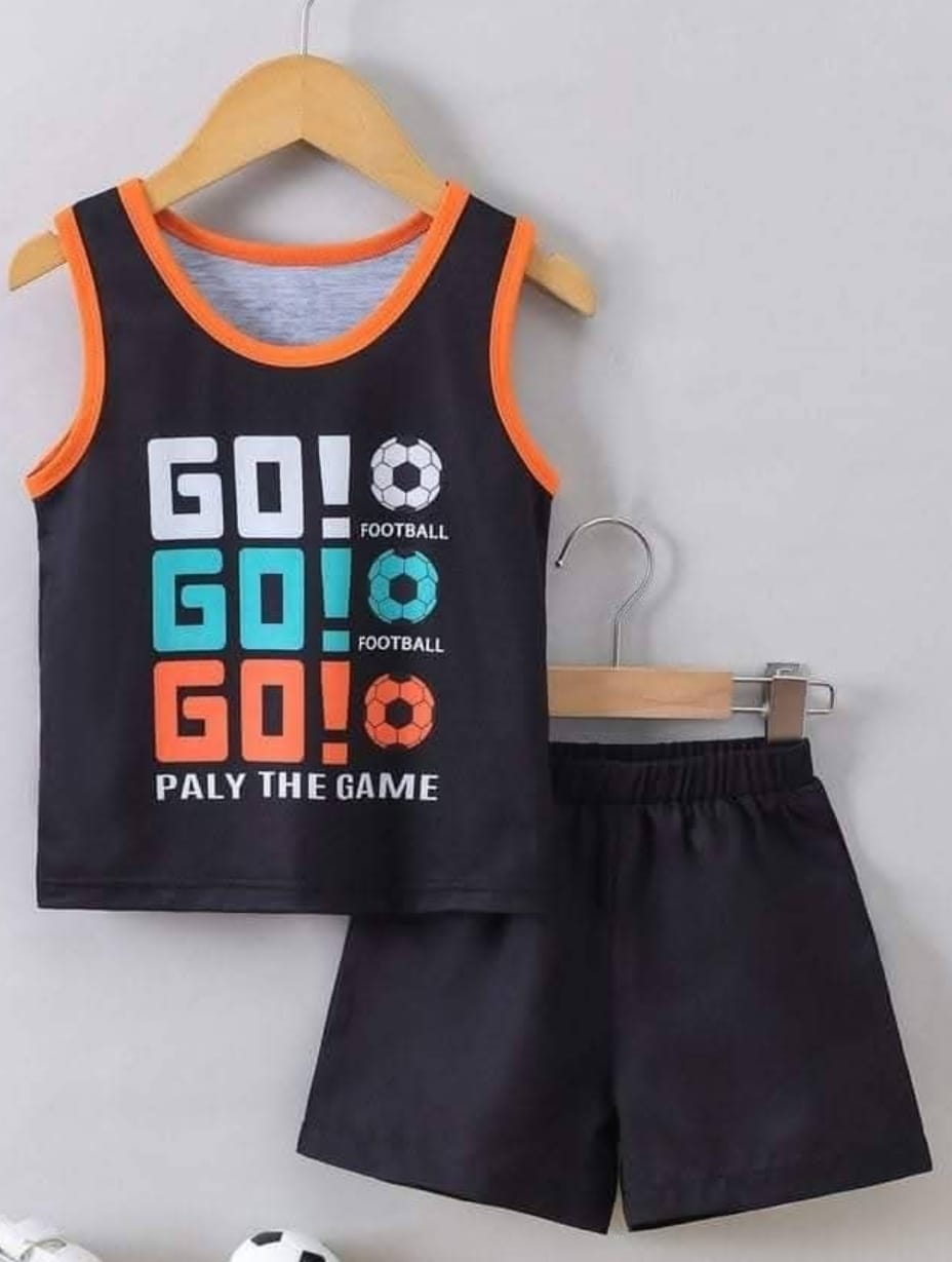 Black and Orange Football Top-Bottom Set