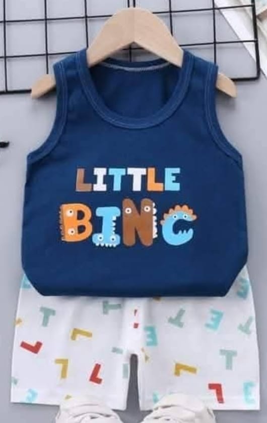Blue and White Little Bing Top-Bottom Set