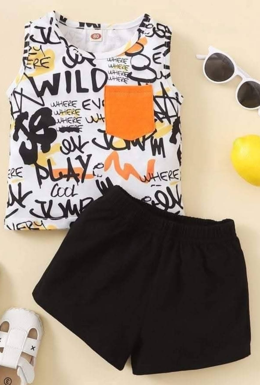 Graffiti White Top-Bottom Set