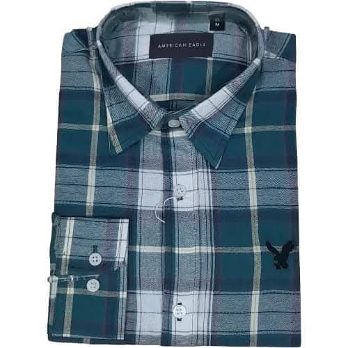 Men's Green White Checkered Shirt