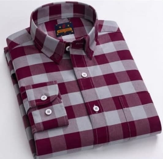 Men's Red Light Grey Checkered Shirt