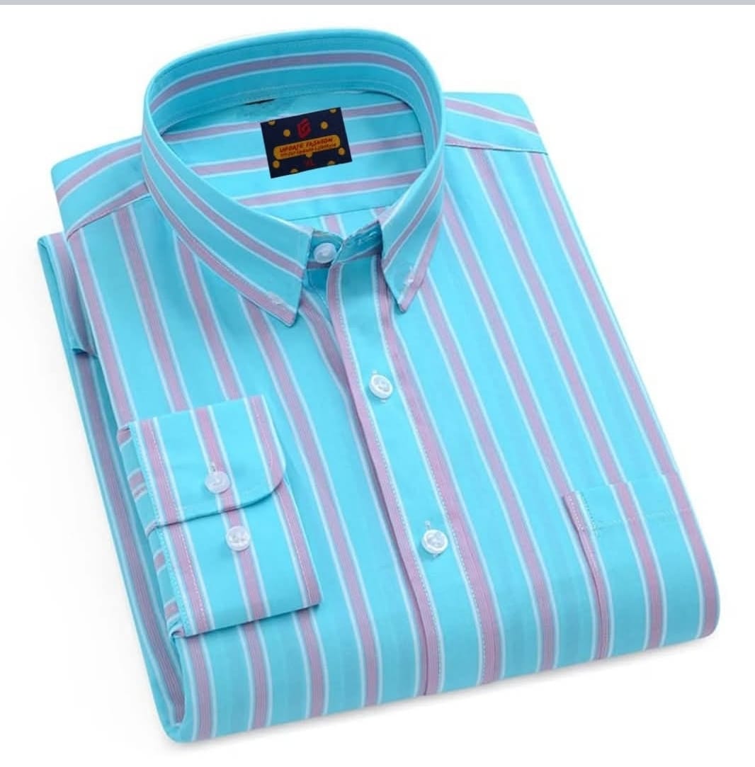 Men's Light Blue Violet Striped Shirt